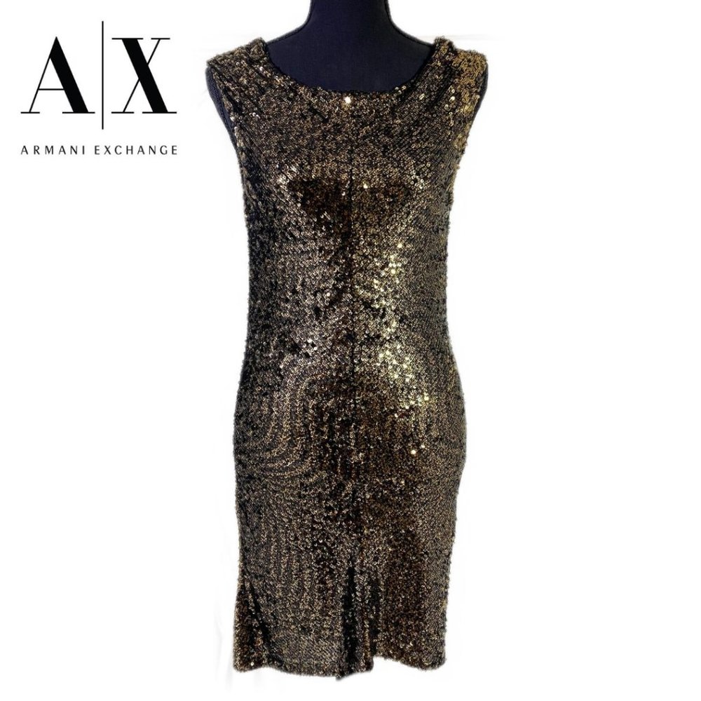 NWT Armani Exchange Gold Glitter Dress